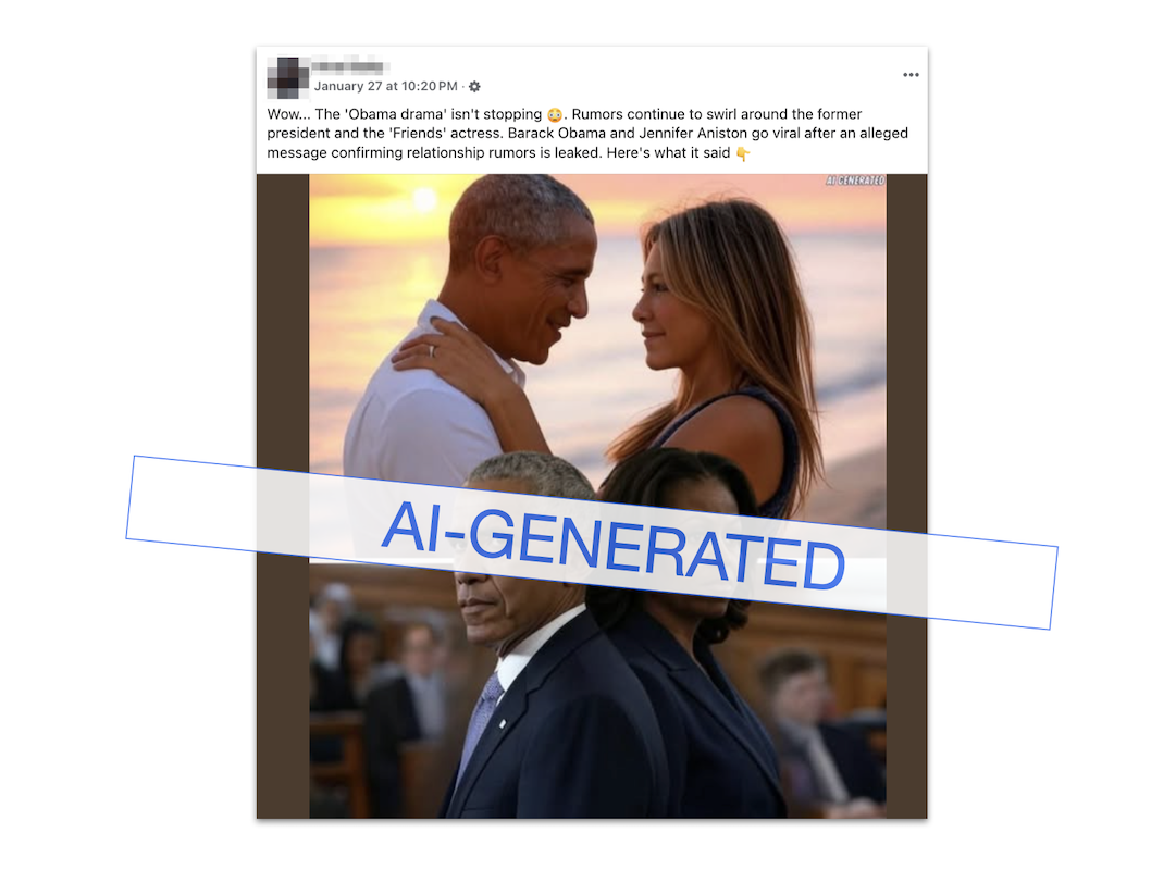 Screenshot of Obama Aniston claim, 02-05-2025