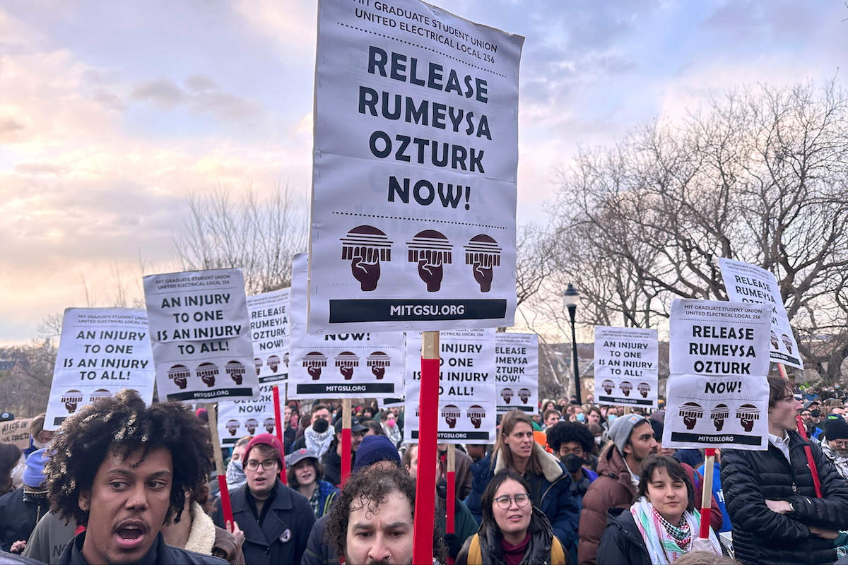 Somerville protest for Ozturk of Tufts 3-26-25