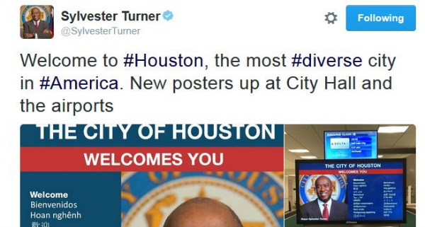 Sylvester Turner Houston diverse tweet 7/16