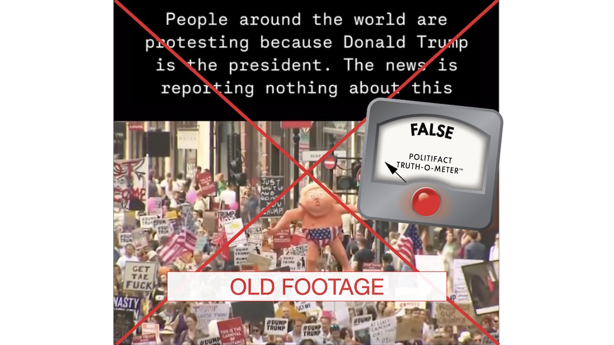 False rating, Anti-Trump 2018 London protests, 7/13/18