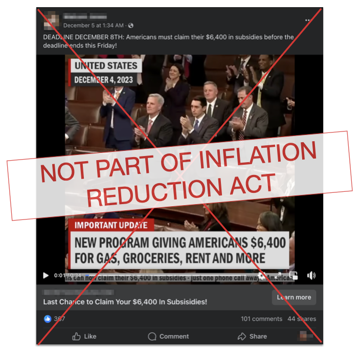 $6400 subsidy IRA claim edited screenshot