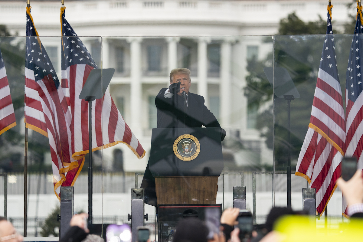 Trump speaking jan. 6 pointing at the crowd, 1-6-2021