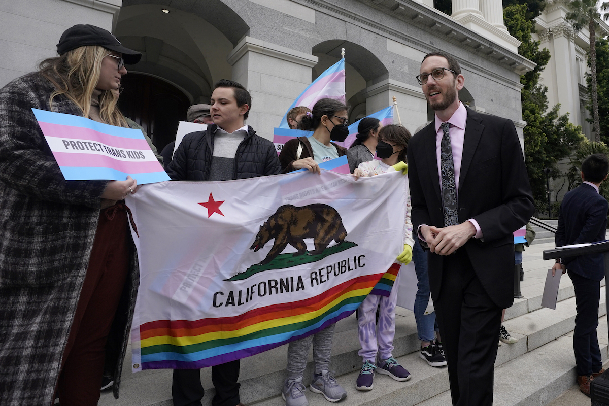California state Sen. Scott Weiner announces California Senate bill 107 in Sacramento, 3-17-2022