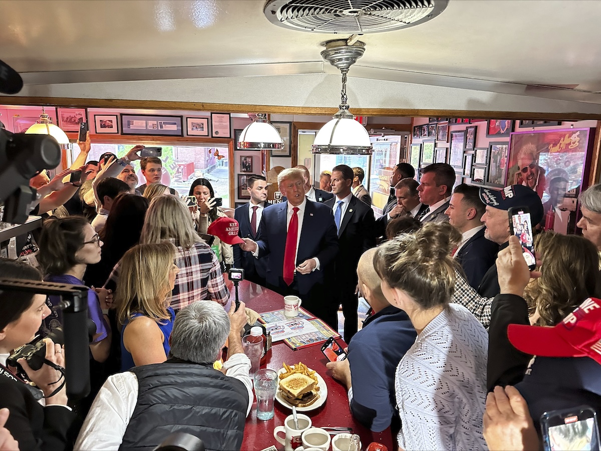 Trump at Red Arrow Diner New Hampshire April 2023