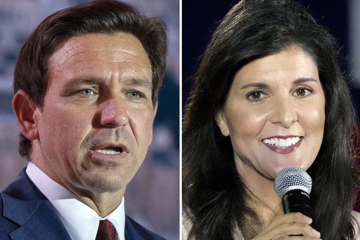 DeSantis-Haley composite for Des Moines, Iowa, debate, 1-9-2024