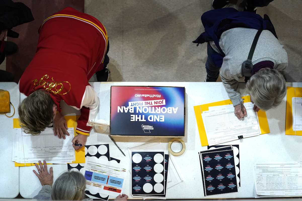 Missouri abortion ballot measure signature overhead