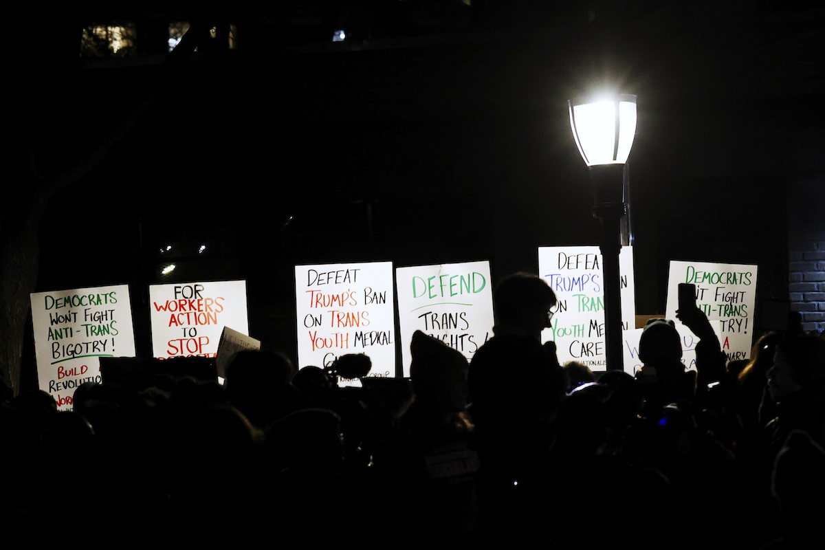 Protest at NYU Langone over Trump gender-affirming care Executive Order, 2-3-2025