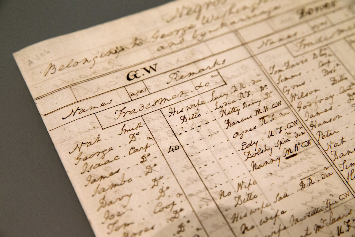 George Washington slave list Mount Vernon photo 2016