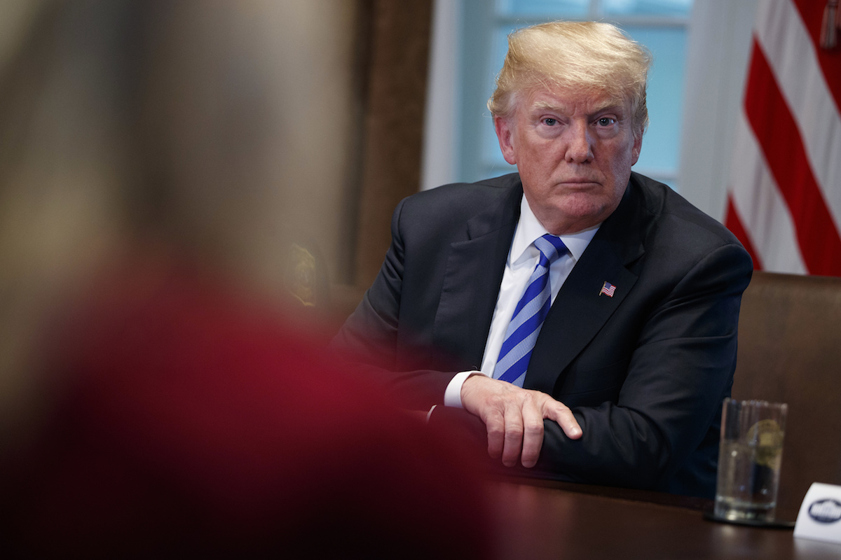 Closeup Trump at Calif. official meeting
