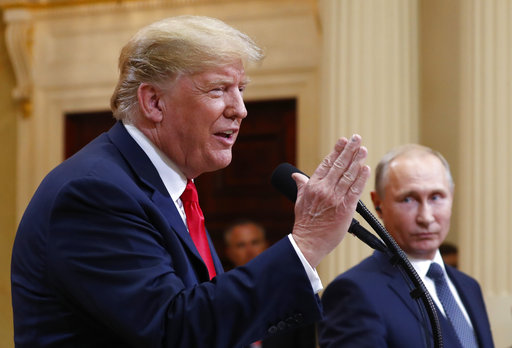 Trump Speaking at Podium Helsinki