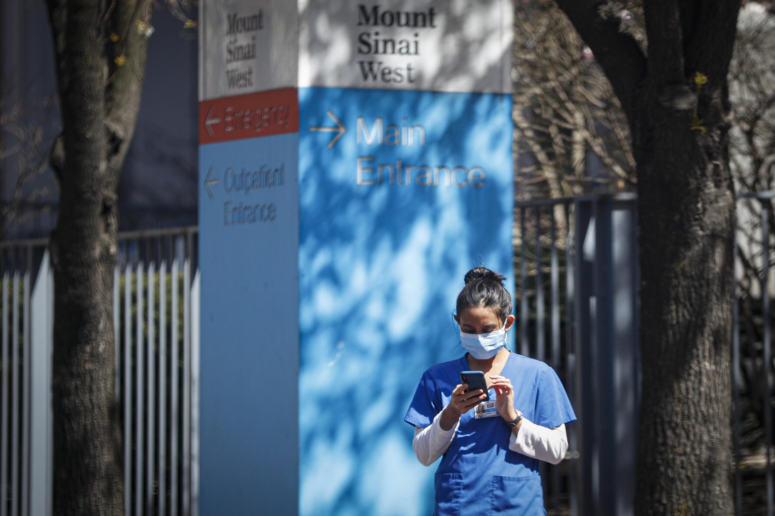 Medical worker on phone