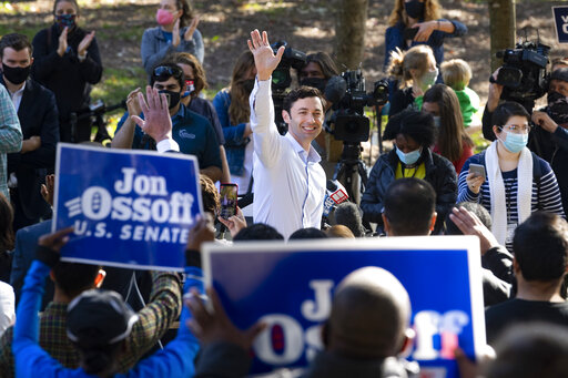 Ossoff waiving to supporters Nov 2020