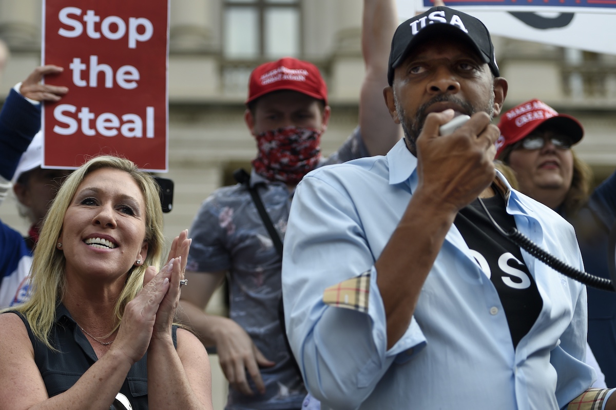 Marjorie Taylor Greene at a stop the steal rally