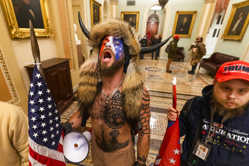 Capitol antifa rumor story 'Q Shaman' art