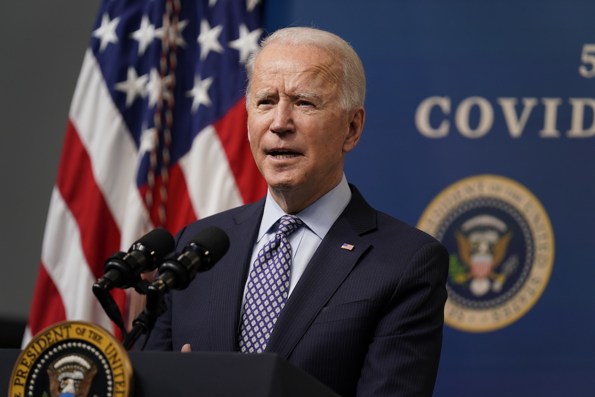 Joe Biden COVID 50 million vaccines ceremony 2.25.21 art