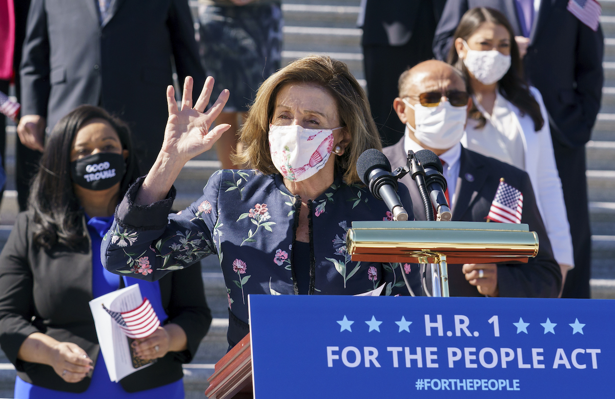 Pelosi HR1 March 3, 2021, podium art