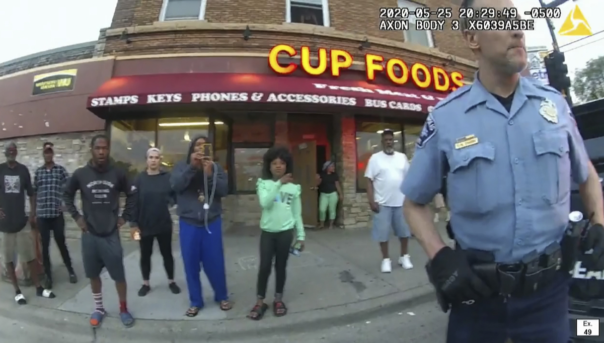 Derek Chauvin body camera image art Cup Foods