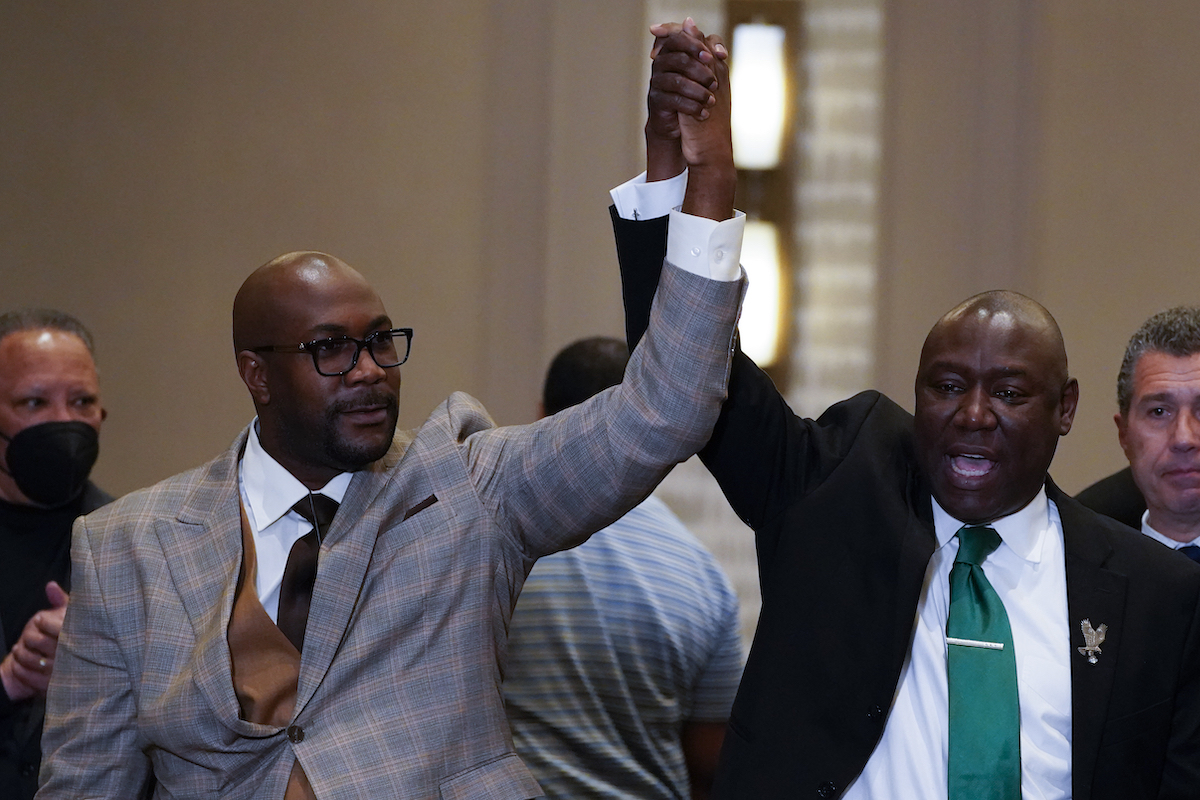 Philonese Floyd Ben Crump celebrate Chauvin verdict art