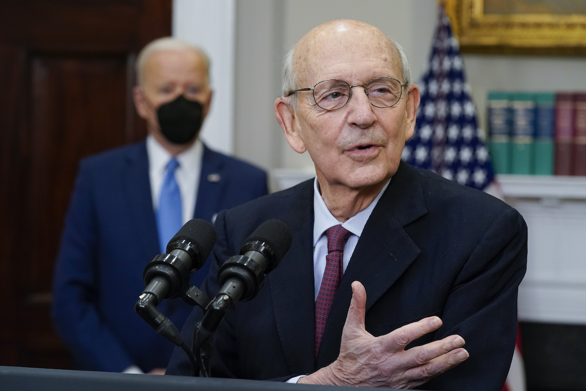 Biden Breyer Jan. 27, 2022 photo with Breyer speaking