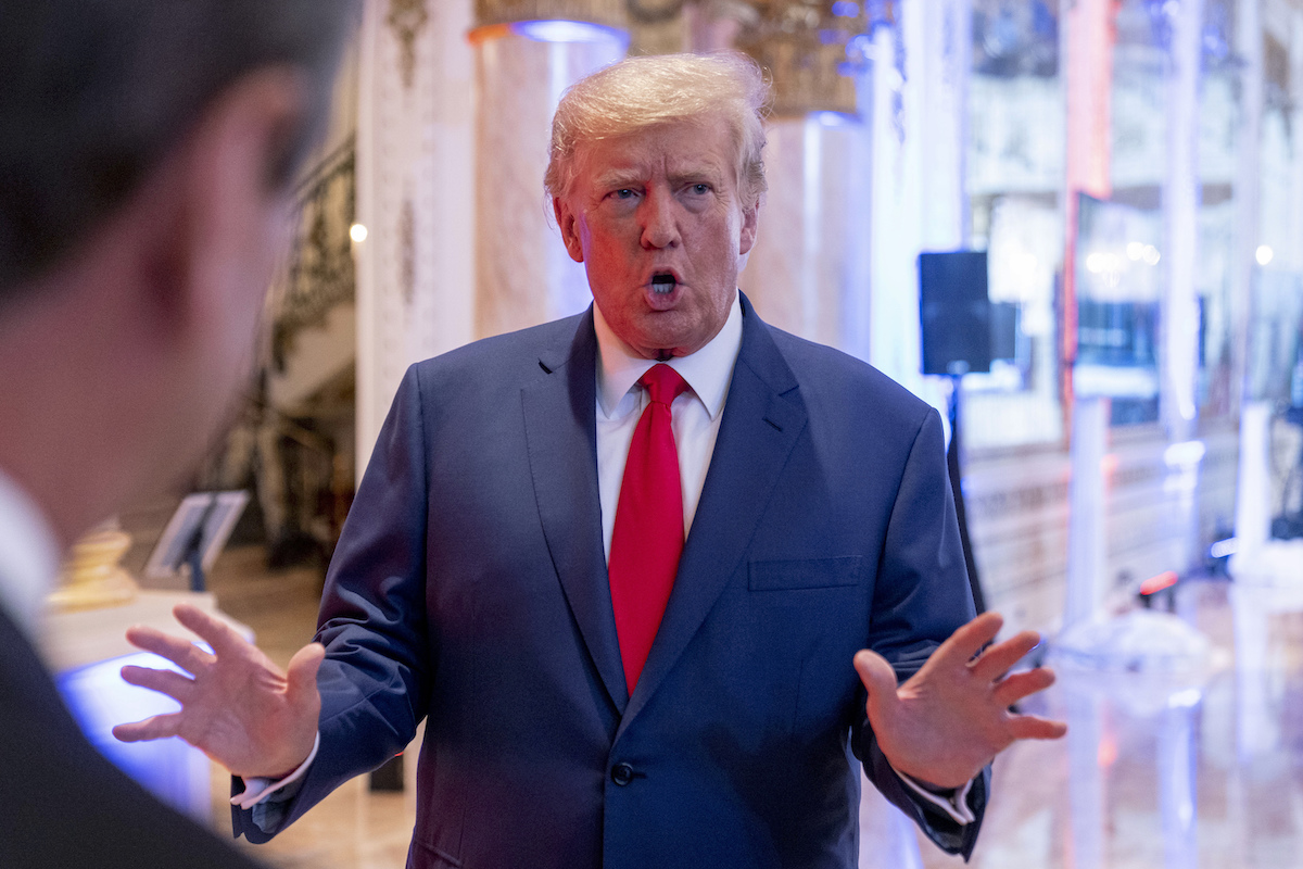 Trump speaks to reporters midterm election day Nov. 8, 2022