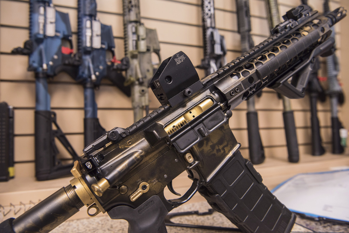 AR-15 style rifle on display in Webster, Texas 2017