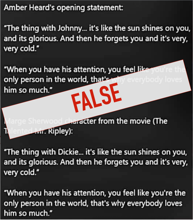 Amber heard mr ripley false post