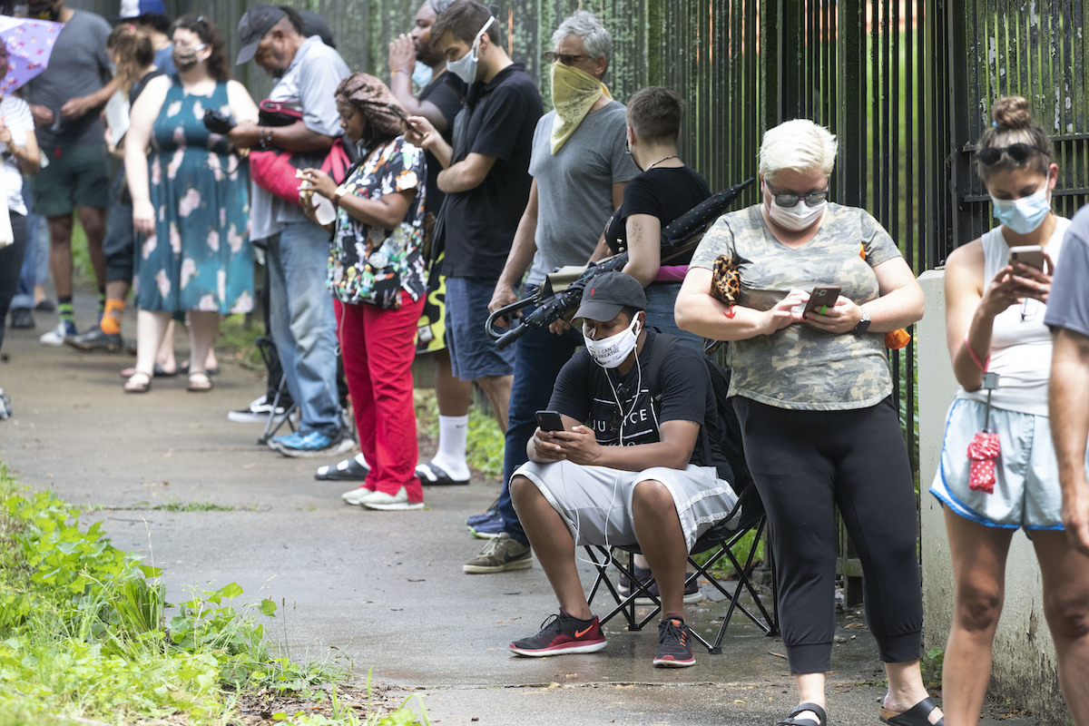 Voters in line in Atlanta Georgia primary 6-9-20
