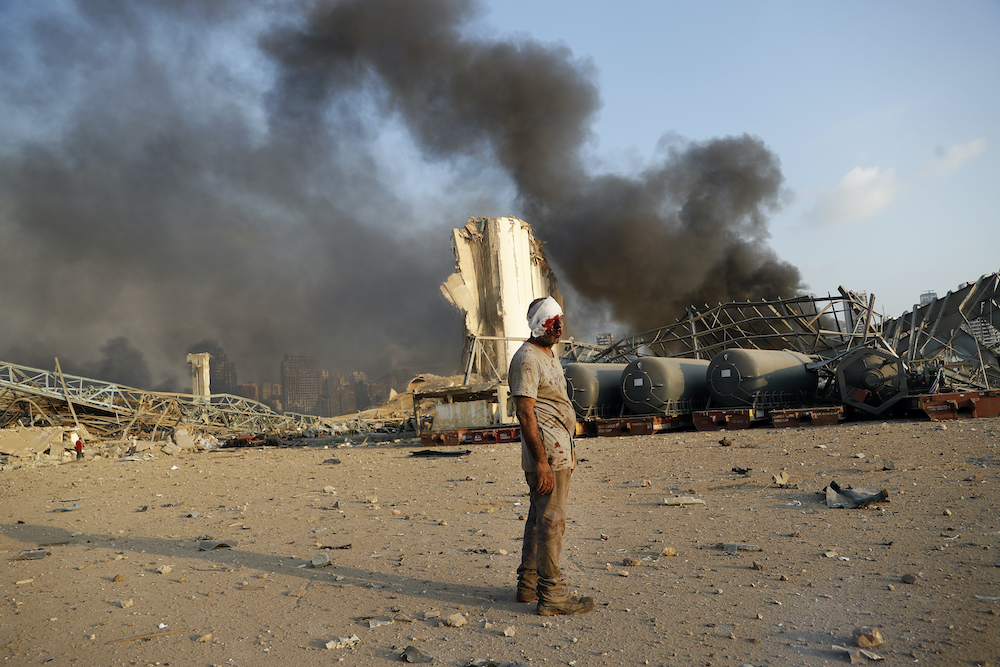 Beirut blast man standing