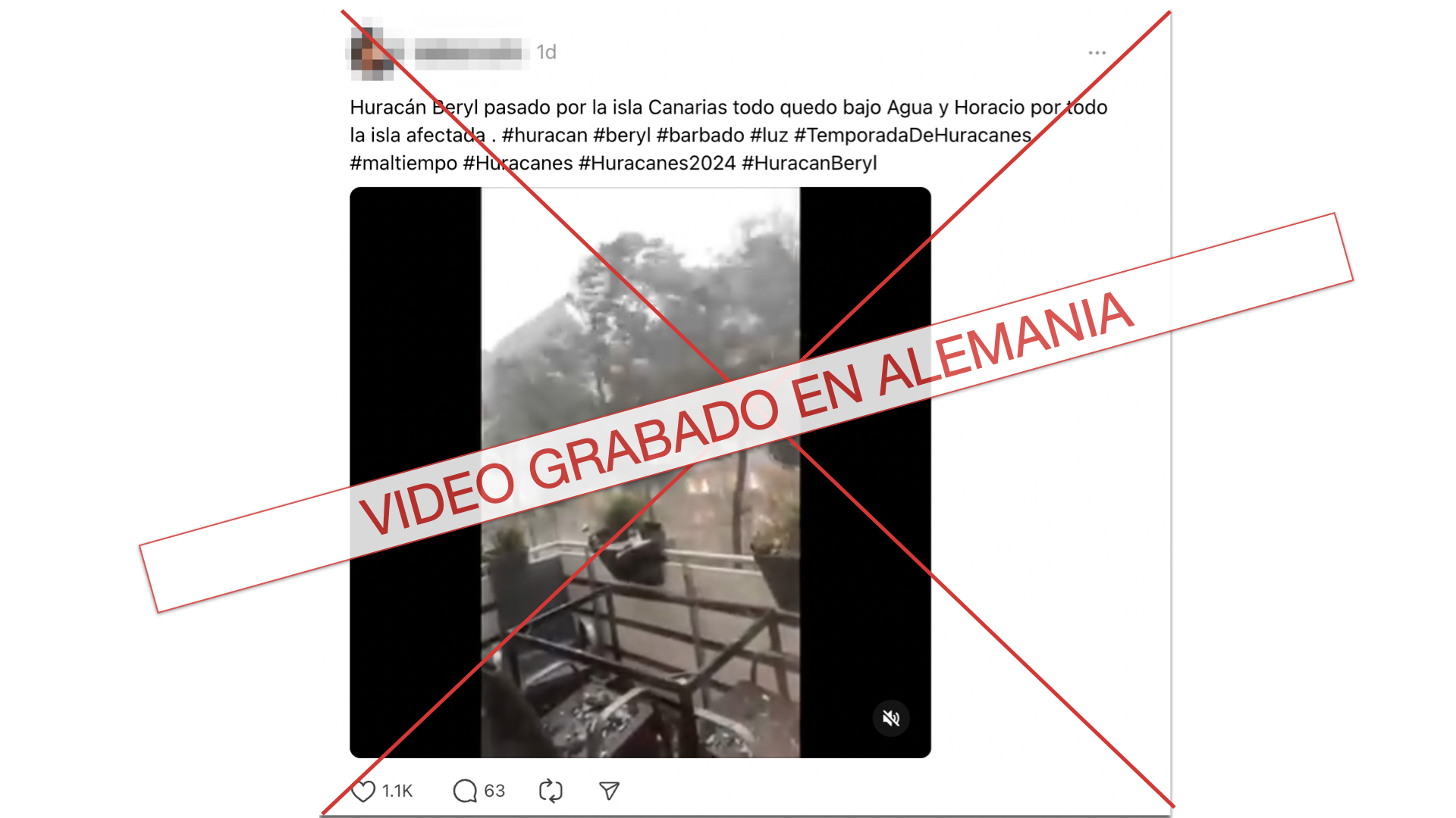 Grafico de Threads Huracan Beryl falso 2
