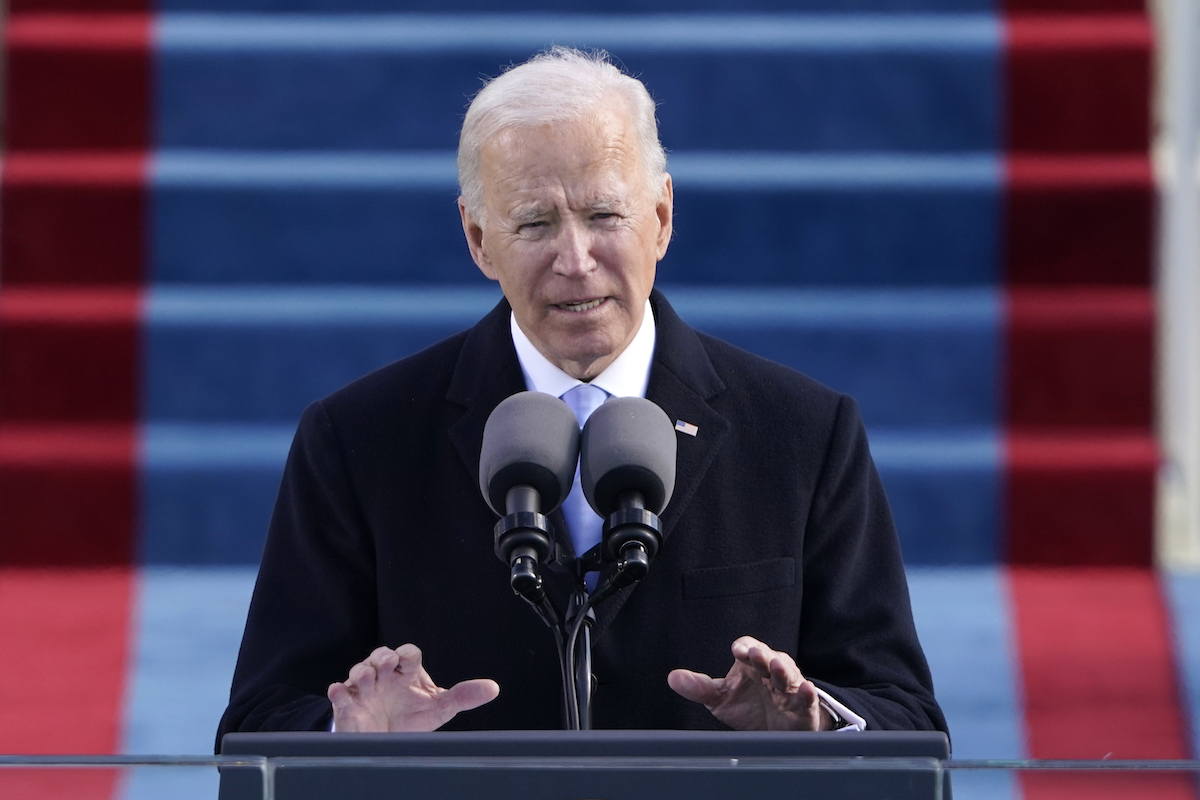 Joe Biden inaugural address close-up