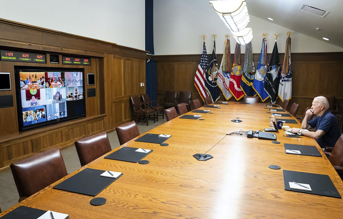 Biden Camp David WH handout Afghanistan briefing 8/15/21