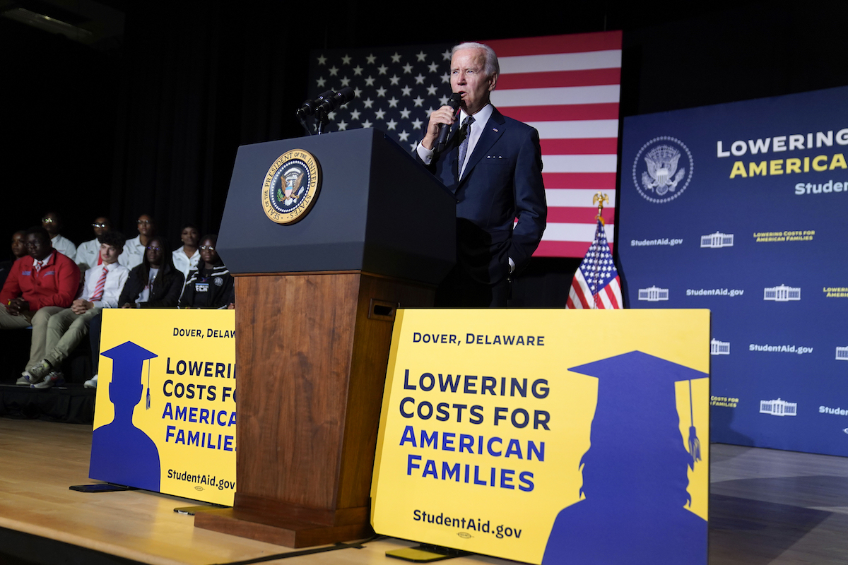 Biden FILE Delaware student loan address 2022