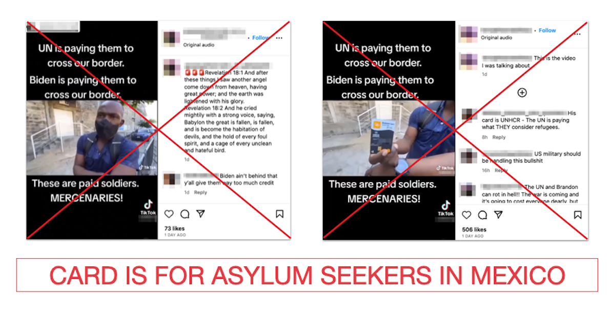 Claim about UNHCR card