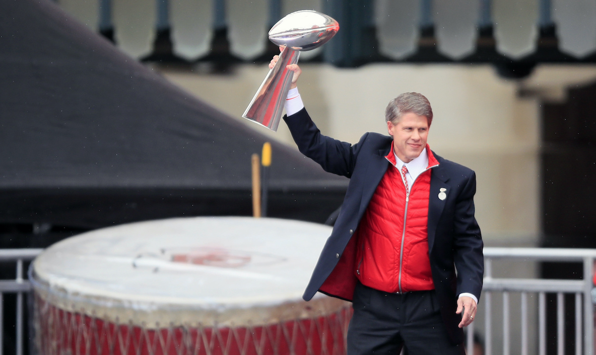 Image accompanying Says Kansas City Chiefs CEO Clark Hunt said, “You will stand, with your hand over your heart and with respect, when our country’s national anthem is being playe