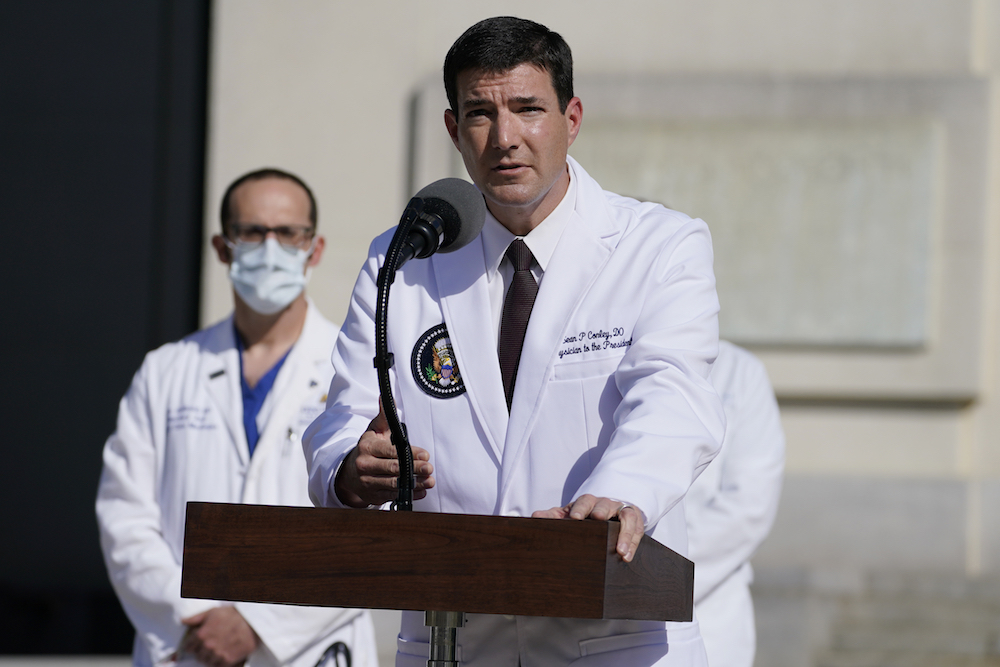 Conley at Walter Reed podium