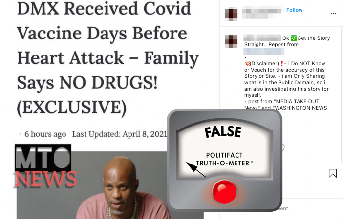 DMX vaccine Instagram post art