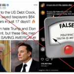 Image accompanying “US Debt Clock” numbers prove “DOGE has saved taxpayers $64 billion dollars in just 17 days.”