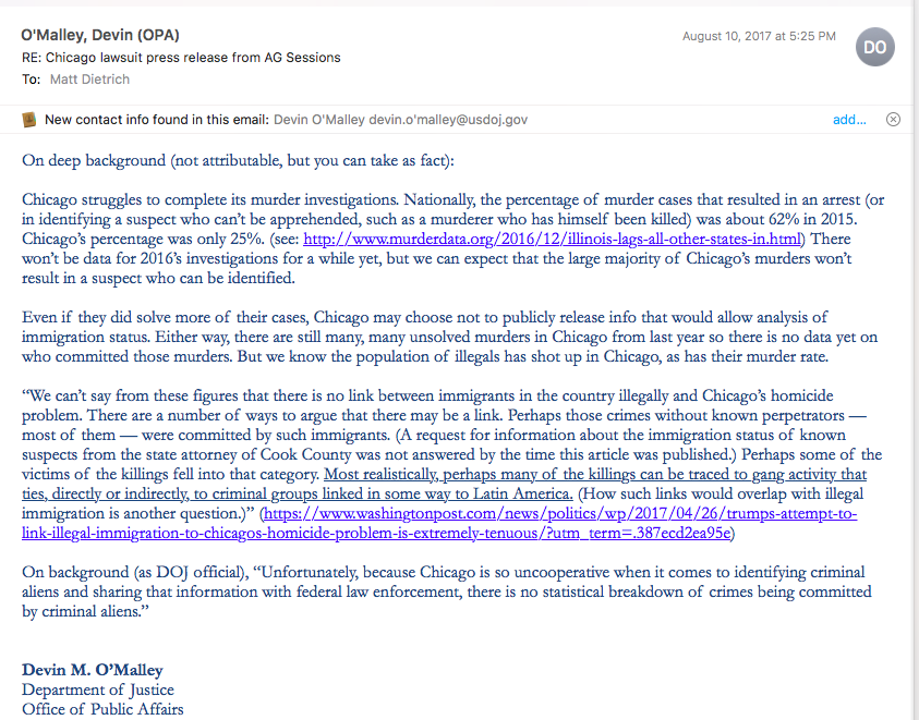 DOJ email Jeff Sessions Chicago FC