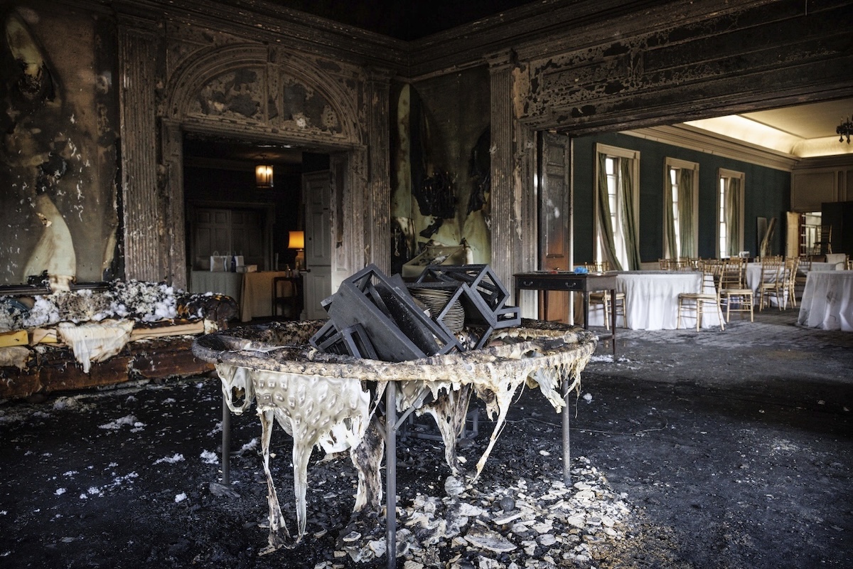 Damage after PA Gov mansion fire 4-13-2025