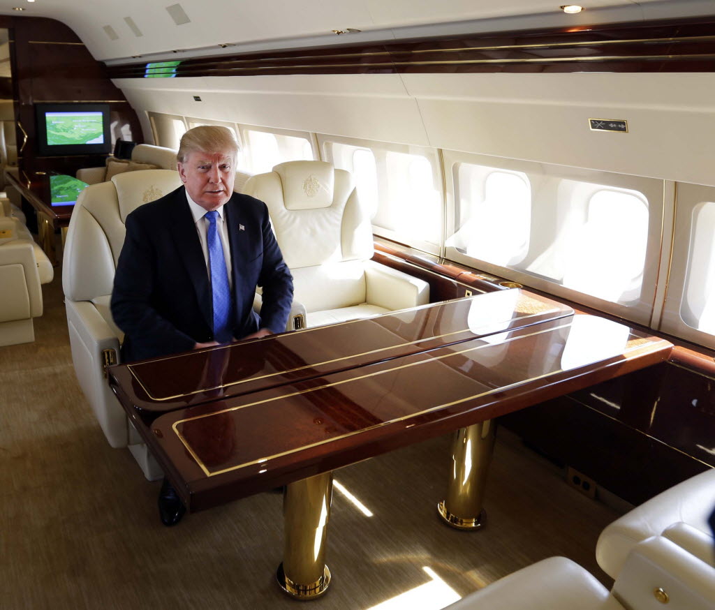 Donald Trump inside plane
