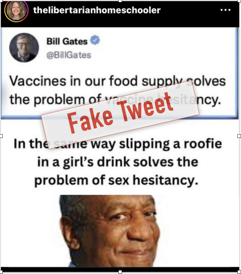 fake gates vaccine tweet with label