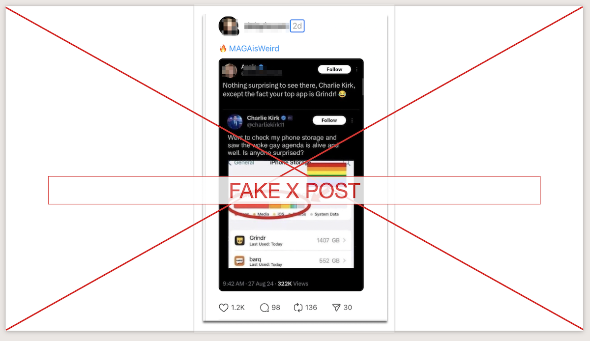 Fake Charlie Kirk post screenshot