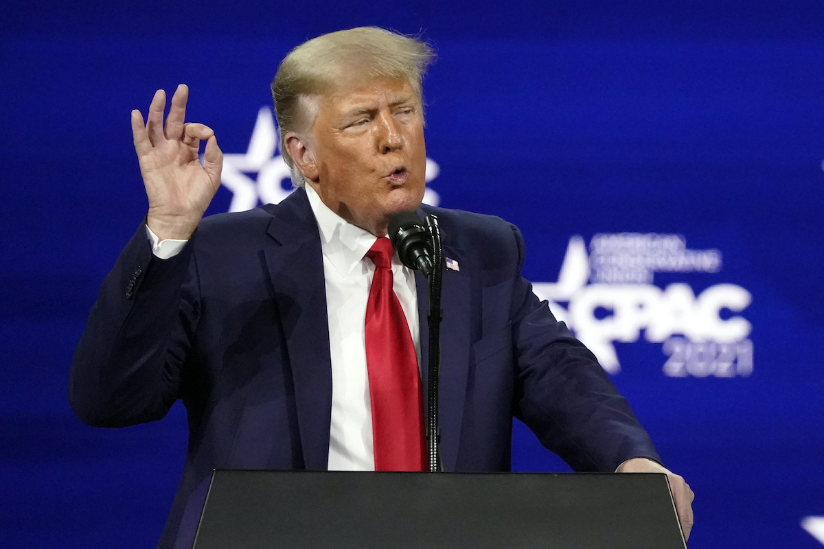 Former President Donald Trump speaks at the Conservative Political Action Conference in Orlando, Fla. on Feb. 28, 2021 (AP)
