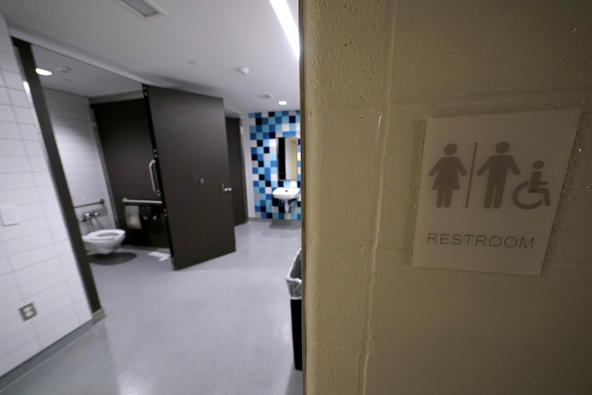 Gender-neutral bathroom in Prairie Village, Kansas, 06-16-2023