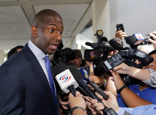 Andrew Gillum with mics