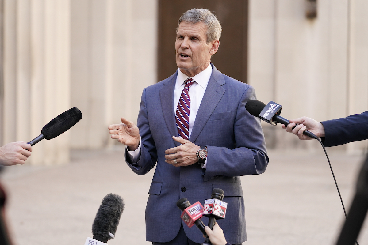 Tenn. Gov. Bill Lee talks to reporters