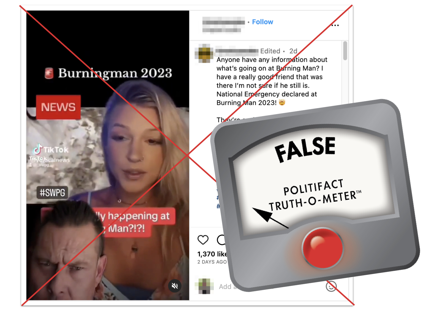 ‎Graphic of post with claim about Burning Man 2023