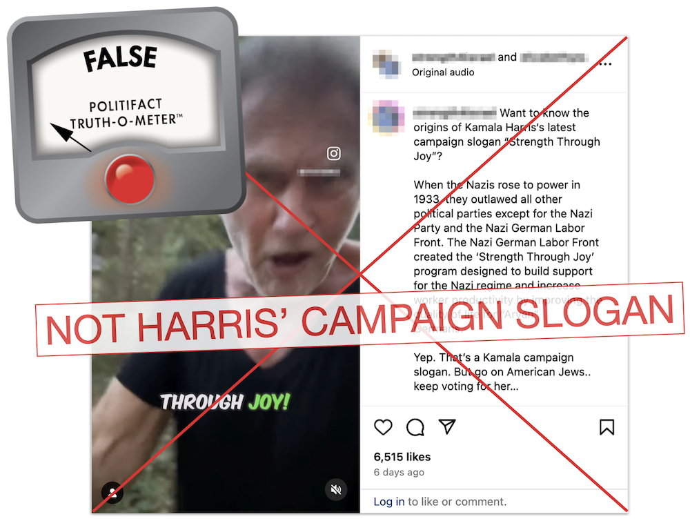 Kamala Harris Nazi campaign slogan claim graphic