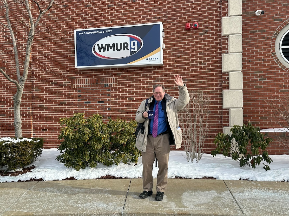 Lou Jacobson waving goodbye at WMUR-TV, 1-19-2024