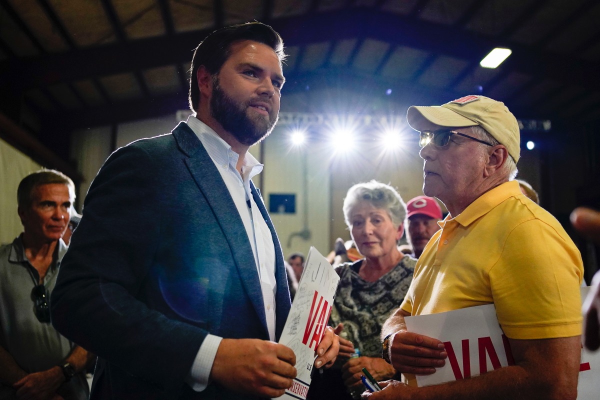 JD Vance with voter